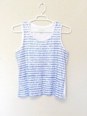 Chico's blue and white striped sequin tank top women's size 2 / Large